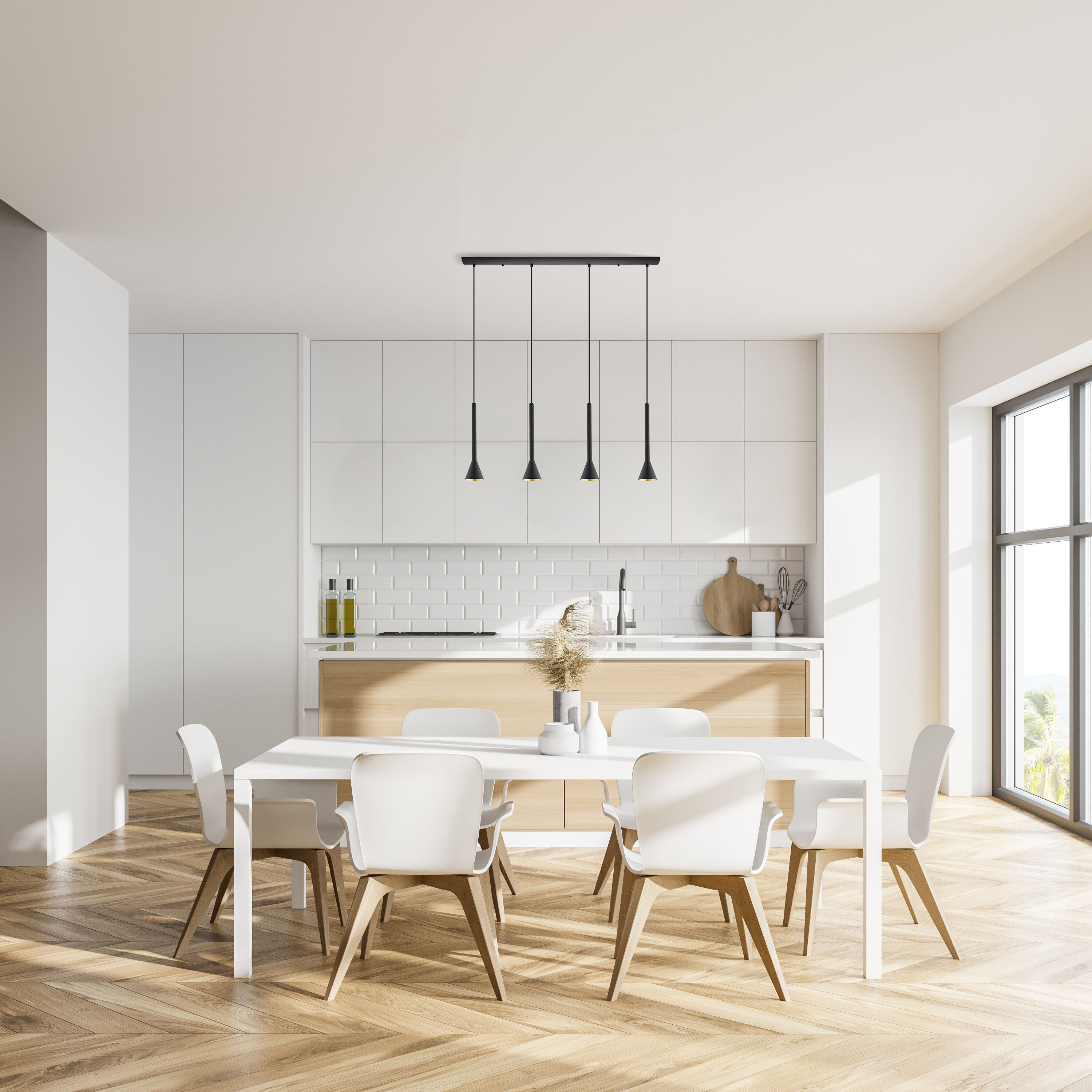 Cortaderas LED 39.75 inch Matte Black Linear Pendant Ceiling Light