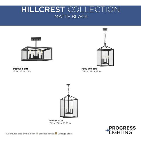 Hillcrest 4 Light 13 inch Matte Black Semi-Flush Mount Ceiling Light