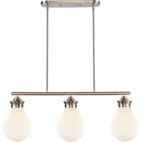 Genesis LED 39 inch Satin Nickel Island Light Ceiling Light in White Glass