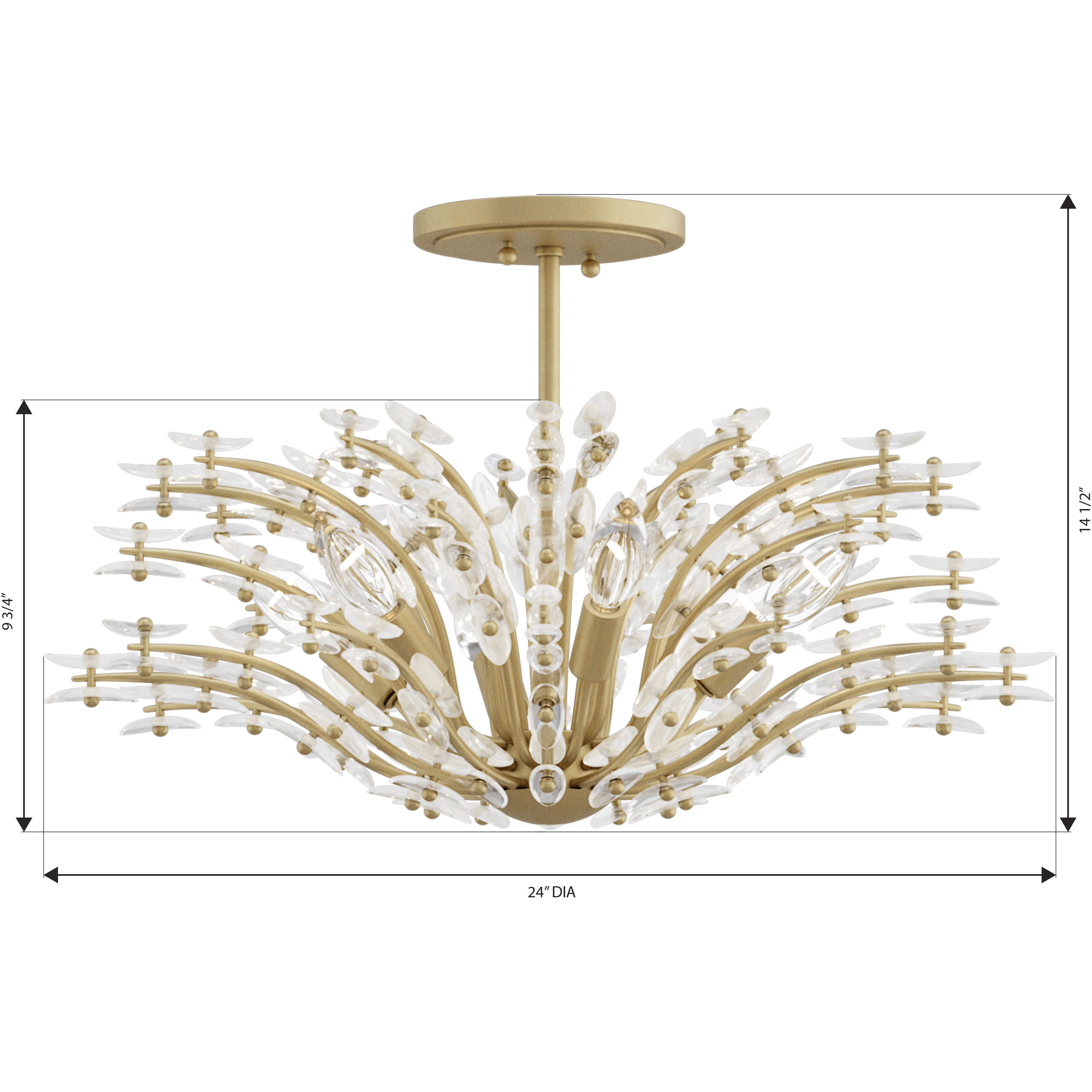 Sorra 6 Light 24 inch Painted Legacy Brass Semi-Flush Mount Ceiling Light