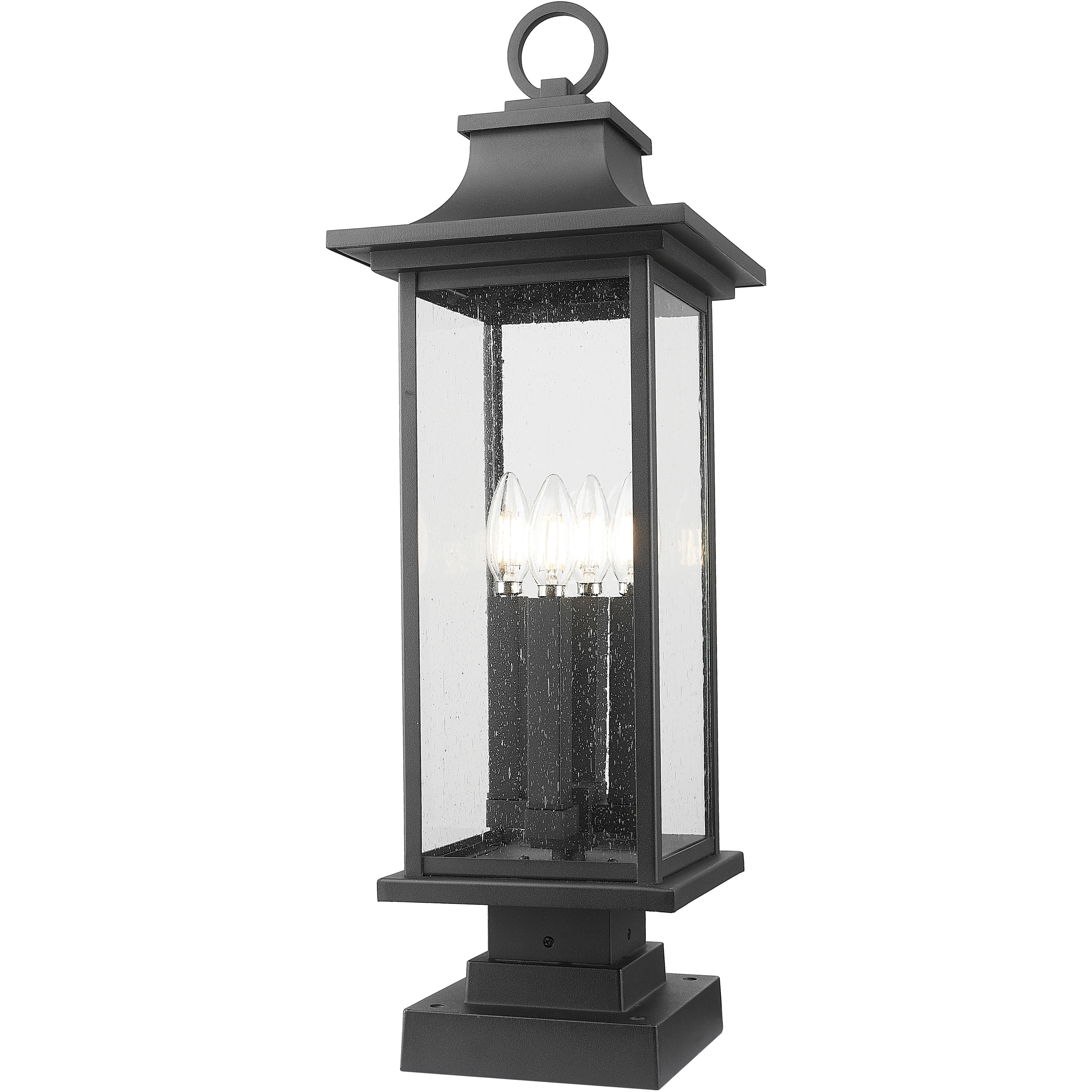 Tiberius 4 Light 27 inch Black Outdoor Pier Mounted Fixture