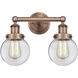 Beacon 2 Light 15.5 inch Antique Copper Bath Vanity Light Wall Light in Clear