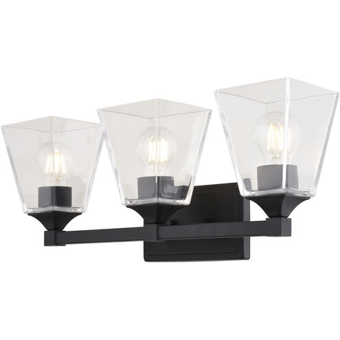 Wallingford 3 Light 22.5 inch Matte Black Bathroom Vanity Wall Light