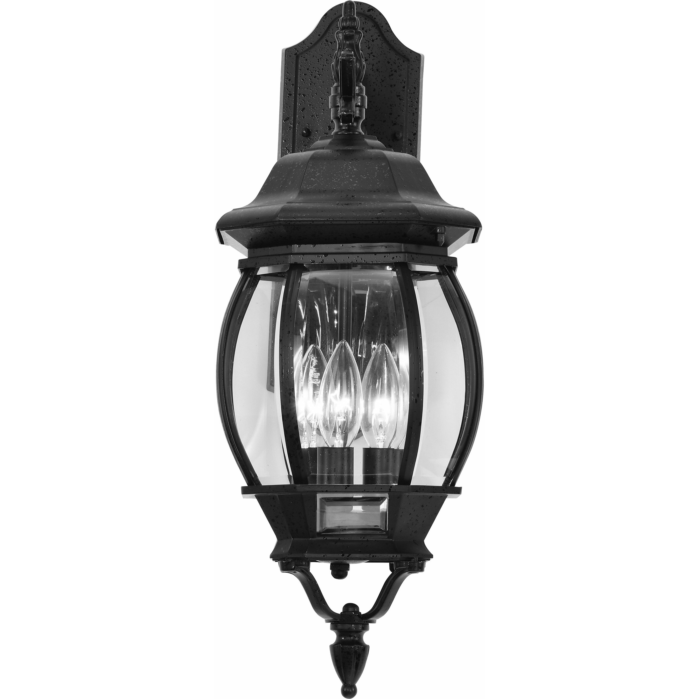 Central Park 3 Light 23 inch Textured Black Outdoor Wall Lantern