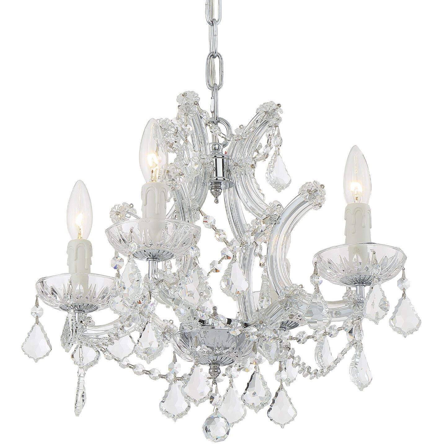 Maria Theresa 4 Light 16.5 inch Polished Chrome Mini Chandelier Ceiling Light in Clear Hand Cut