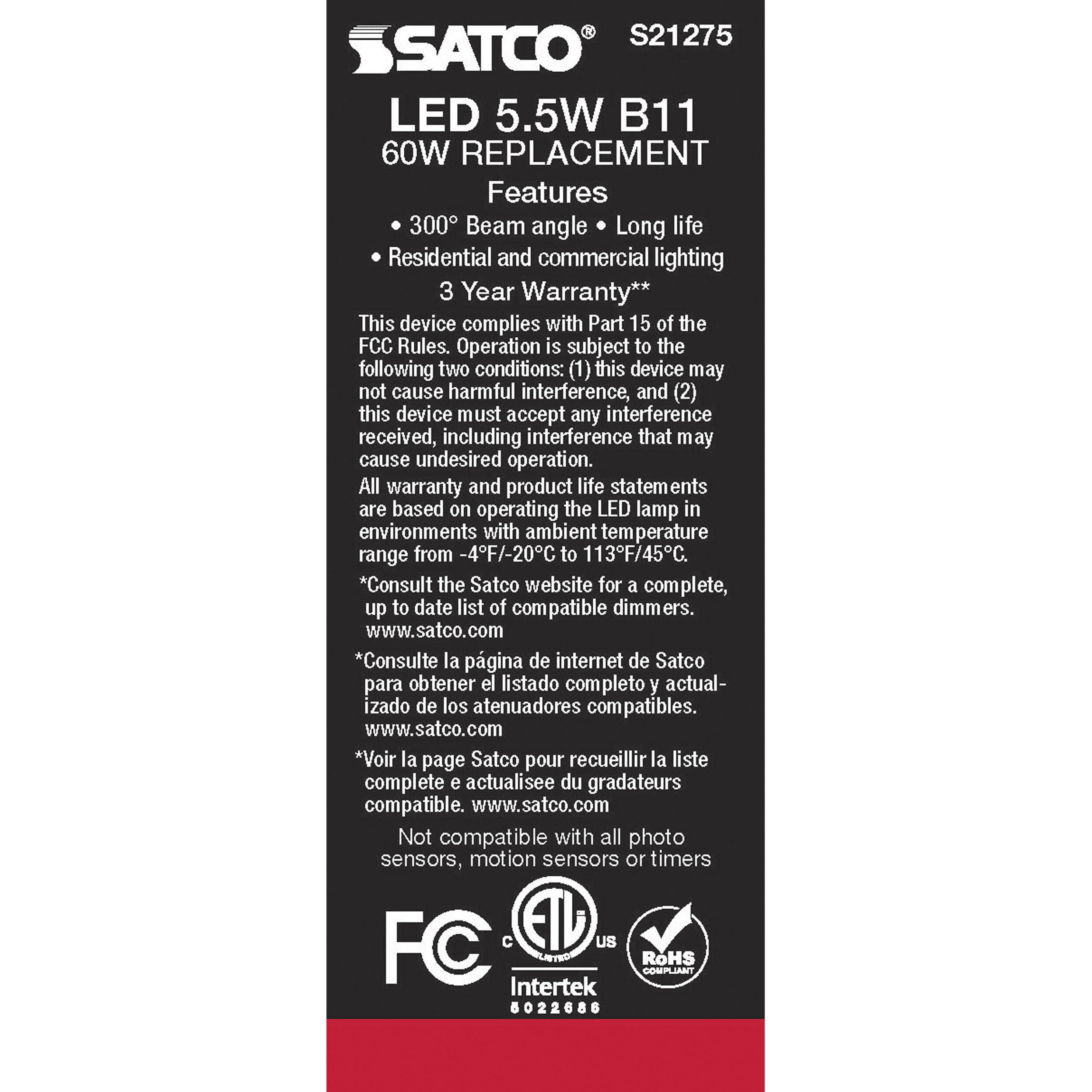 Lumos LED Candelabra Candelabra 5.50 watt 3500K LED Filament