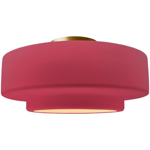 Radiance LED 14.5 inch Cerise and Brushed Brass Semi Flush Ceiling Light