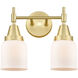 Caden 2 Light 14 inch Satin Brass Bath Vanity Light Wall Light in Matte White Glass