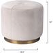 Thackeray 16 inch White Hide & Antique Brass Metal Round Pouf