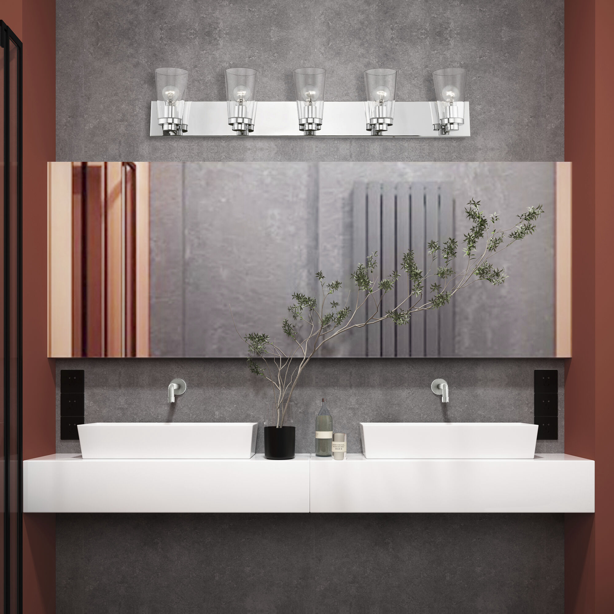 Cityview 5 Light 40 inch Polished Chrome Vanity Sconce Wall Light, Extra Large