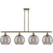 Ballston Athens Deco Swirl 4 Light 48.25 inch Antique Brass Stem Hung Island Light Ceiling Light