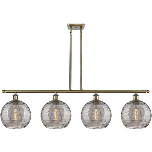 Ballston Athens Deco Swirl 4 Light 48.25 inch Antique Brass Stem Hung Island Light Ceiling Light