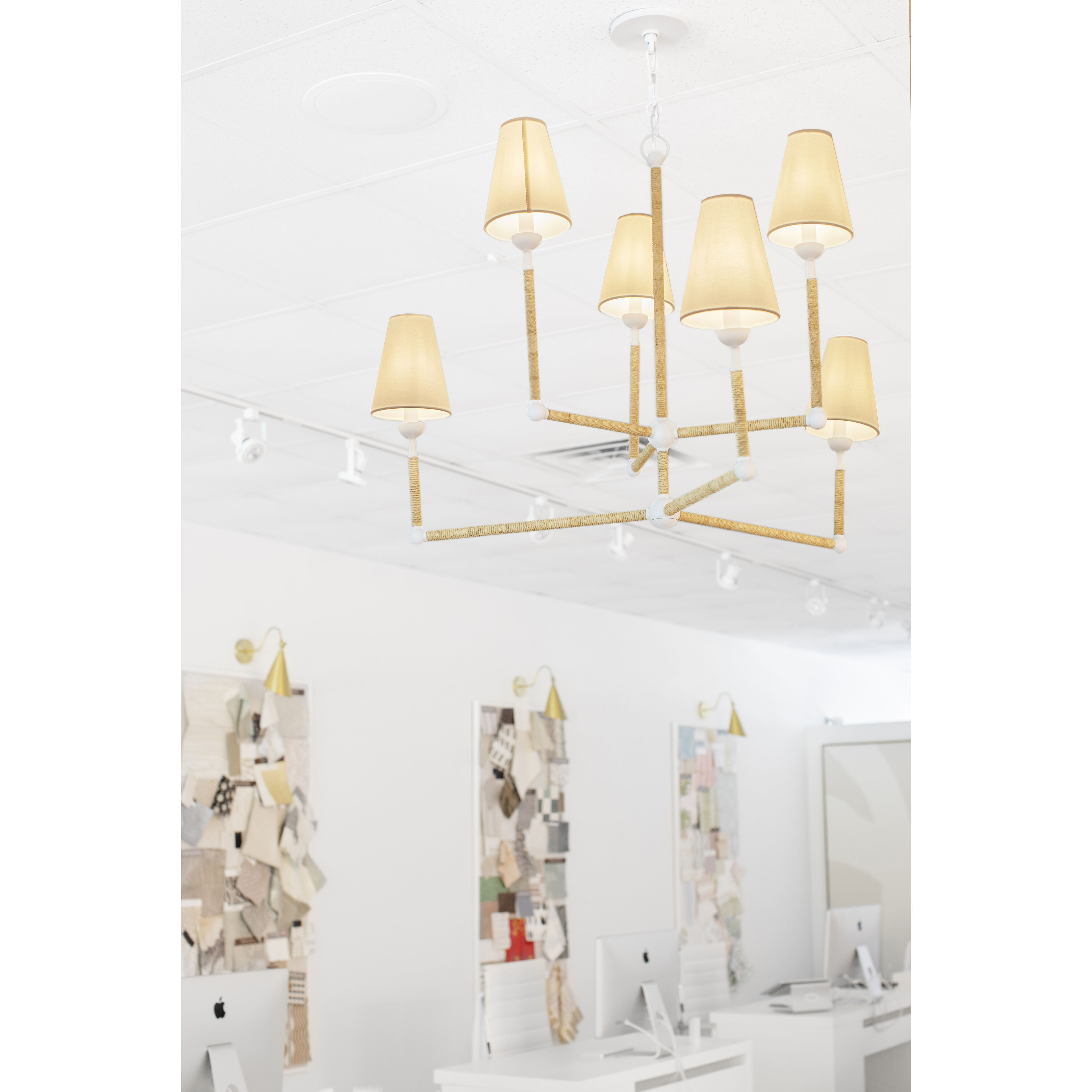 Mariana 6 Light 41 inch Textured White Chandelier Ceiling Light
