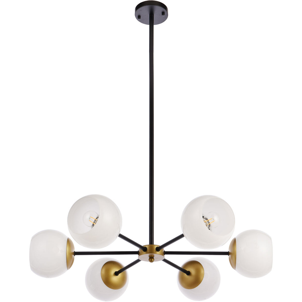 Briggs 6 Light 30 inch Black and Brass Pendant Ceiling Light