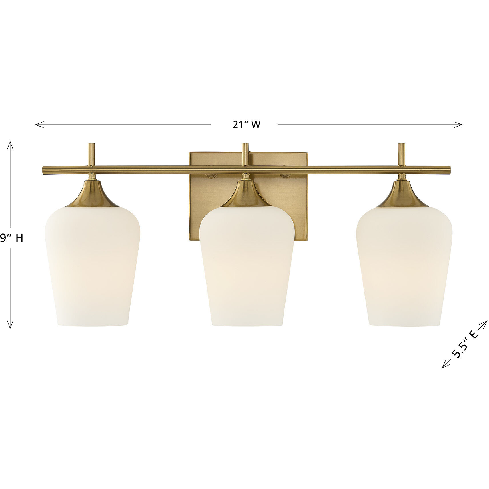 Octave 3 Light 21 inch Warm Brass Bathroom Vanity Light Wall Light, Essentials
