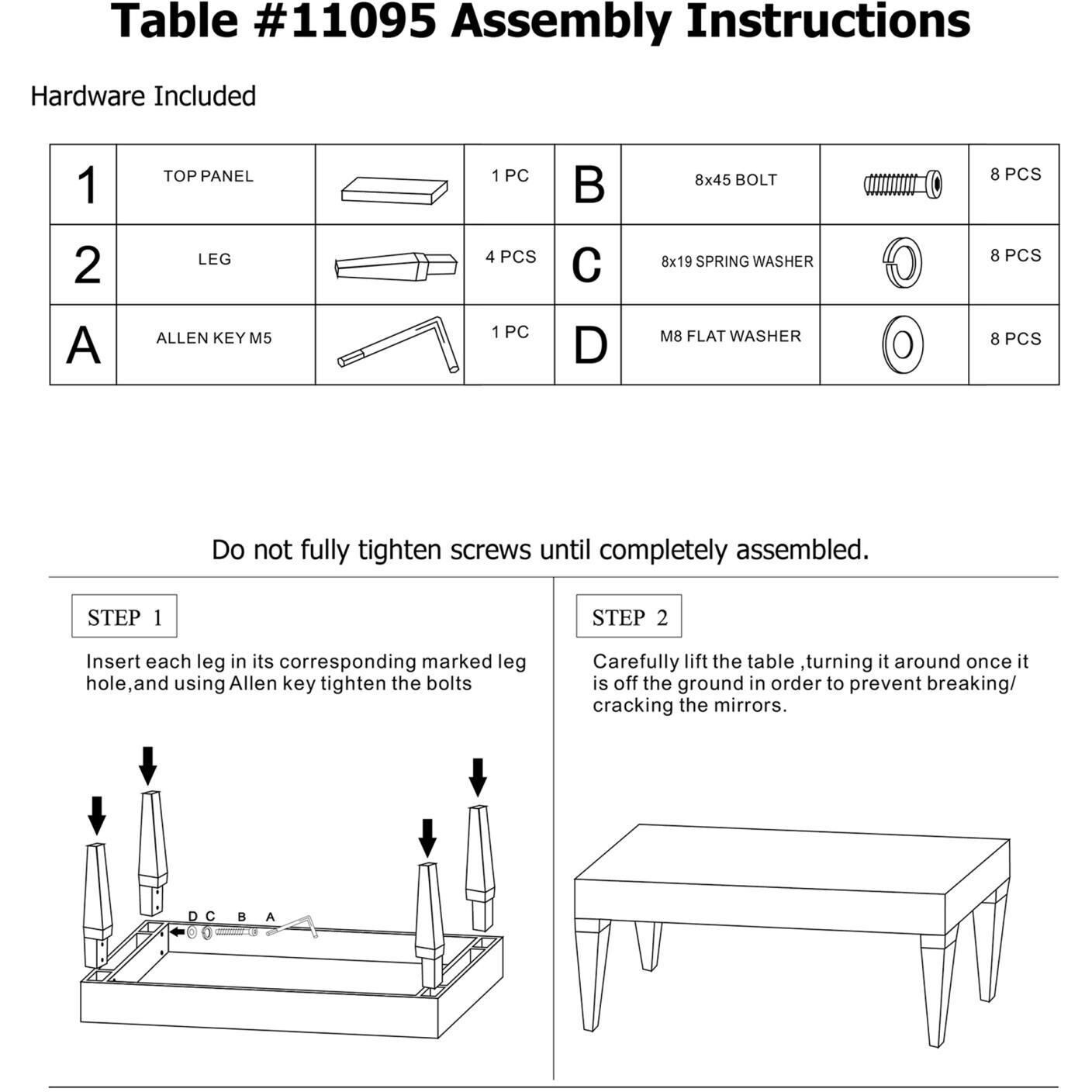 Leo 36 X 20 inch Mirror Coffee Table