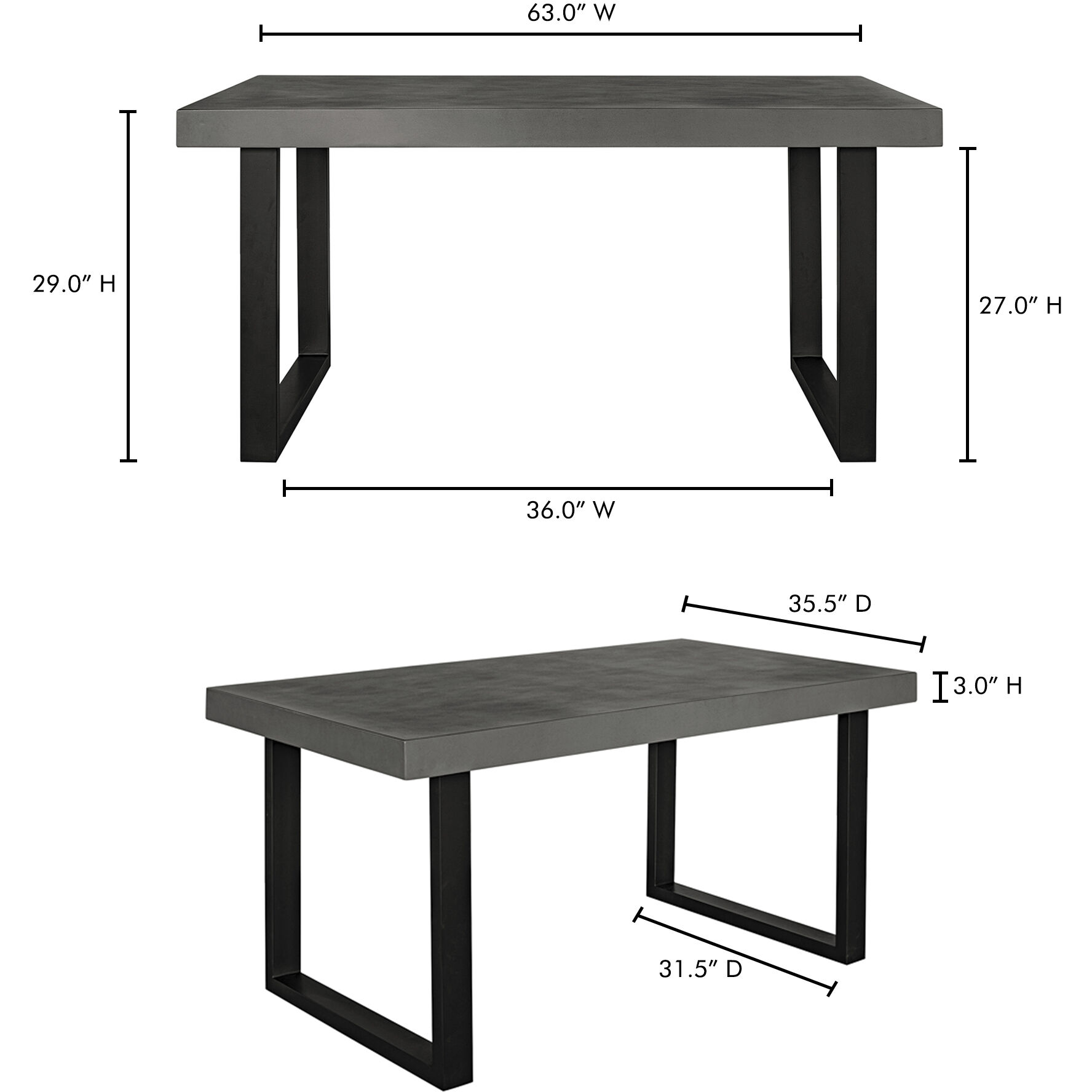 Jedrik 63 X 35.5 inch Grey Outdoor Dining Table, Small