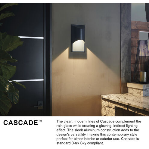 Cascade LED 15 inch Satin Black Outdoor Wall Mount Lantern, Small