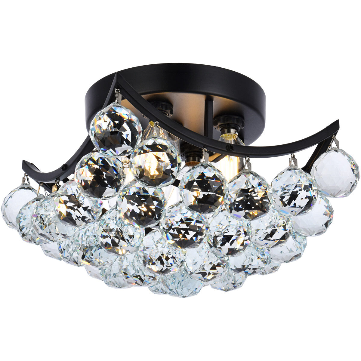 Corona 4 Light 10 inch Black and Clear Flush Mount Ceiling Light