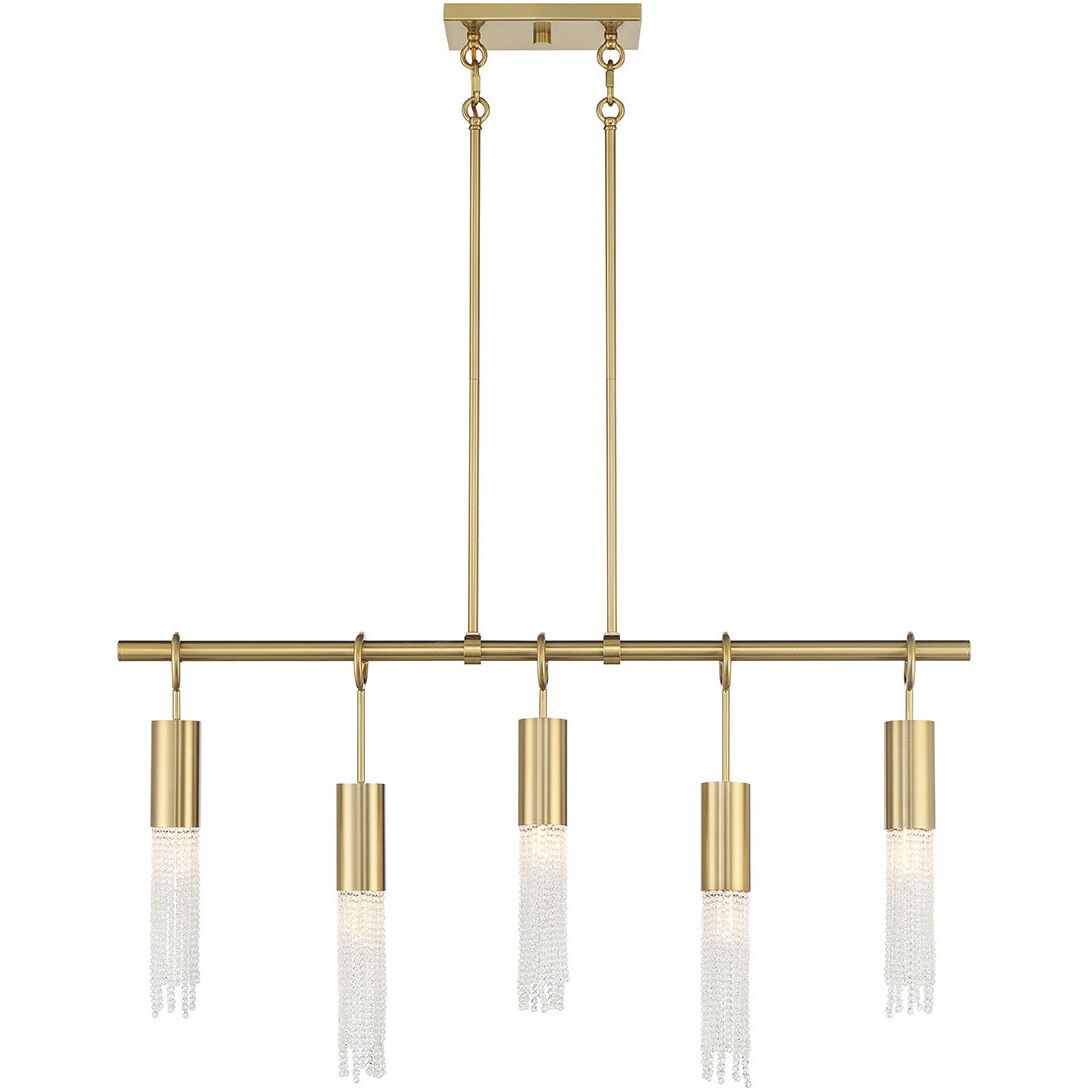 Chelsea 5 Light 40 inch Warm Brass Linear Chandelier Ceiling Light