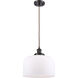 Ballston X-Large Bell LED 12 inch Oil Rubbed Bronze Mini Pendant Ceiling Light in Matte White Glass, Ballston