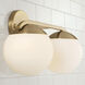 Oliver 2 Light 17 inch Matte Brass Vanity Light Wall Light