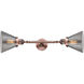 Franklin Restoration Large Cone 2 Light 8 inch Antique Copper Bath Vanity Light Wall Light in Plated Smoke Glass, Franklin Restoration