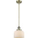 Franklin Restoration Bell LED 8 inch Antique Brass Mini Pendant Ceiling Light in Matte White, Franklin Restoration
