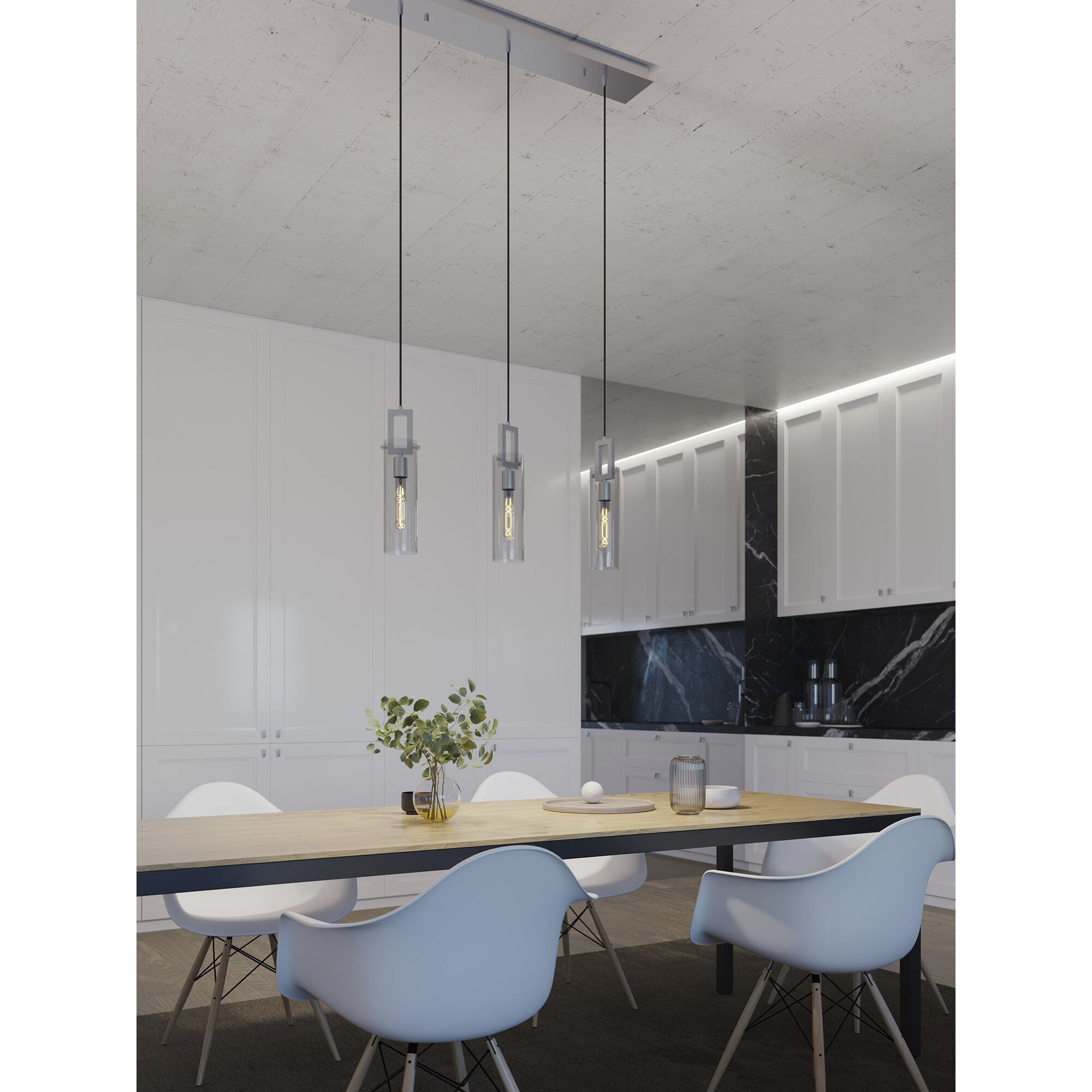 Houston Linear Pendant Ceiling Light in Satin Nickel