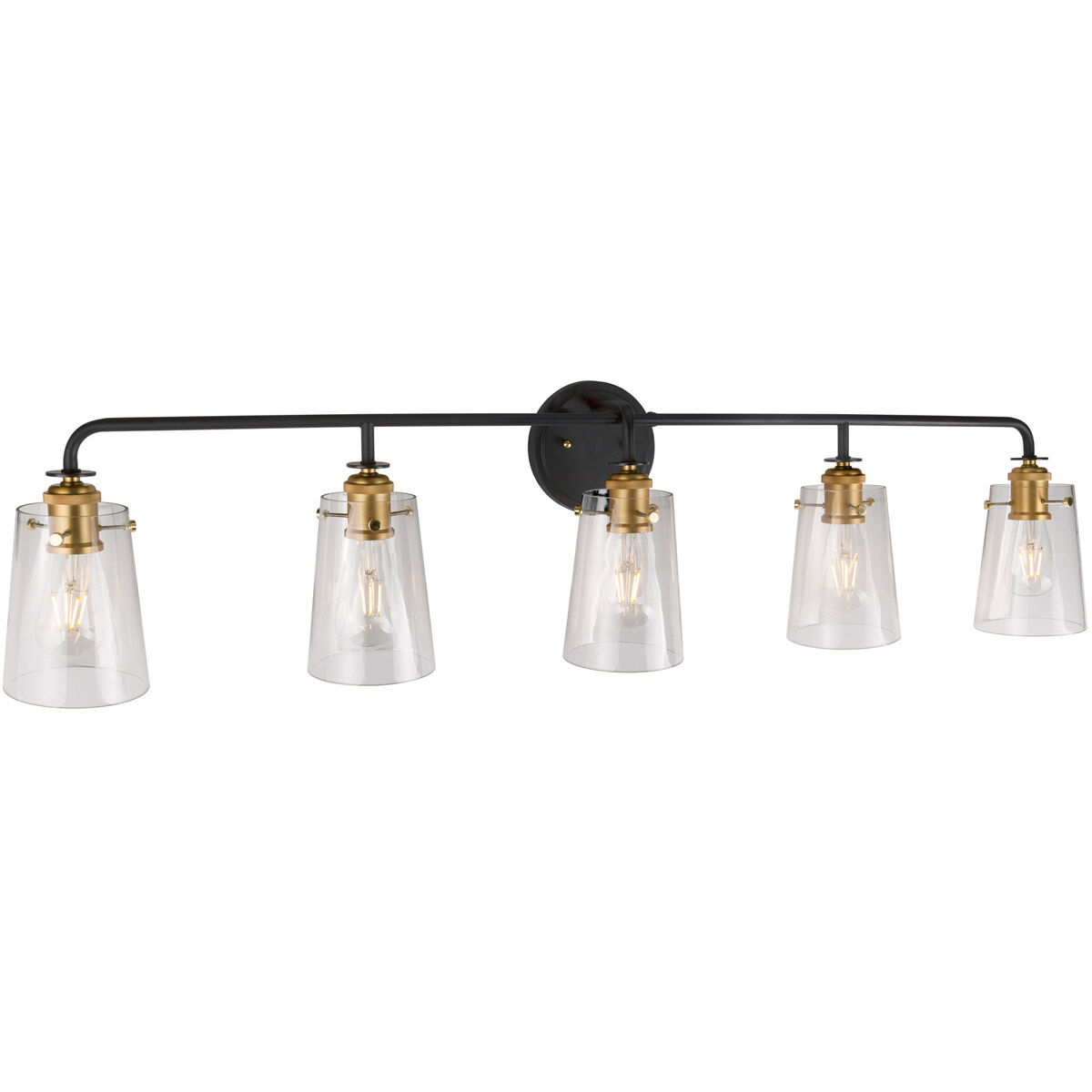 Ronna 5 Light 45 inch Black and Soft Gold Bath & Vanity Wall Light