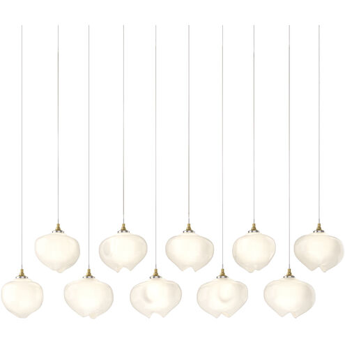 Ume 10 Light 44.7 inch Modern Brass Pendant Ceiling Light in Frosted, Rectangular