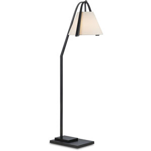 Frey 54.5 inch 60.00 watt Satin Black with Brushed Brown Accents Floor Lamp Portable Light