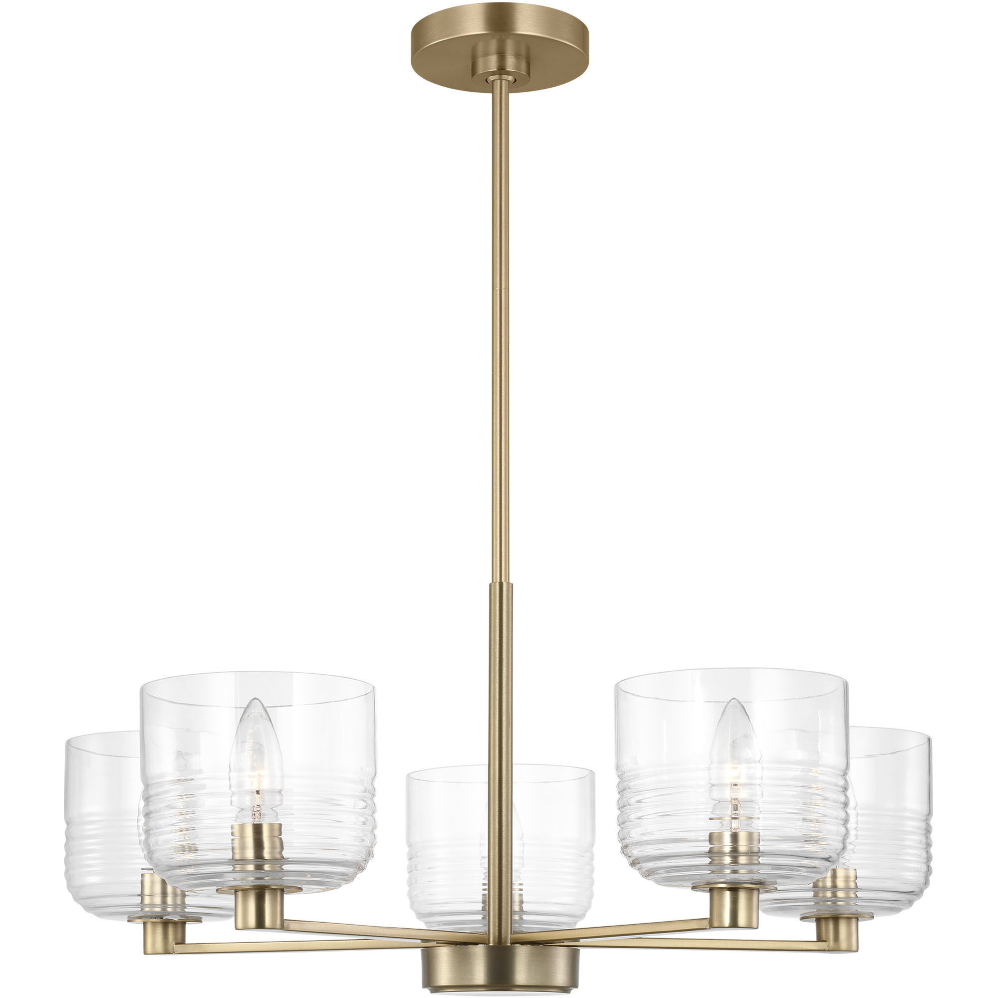 Drew & Jonathan Lochdale 5 Light 24 inch Satin Brass Chandelier Ceiling Light, Medium