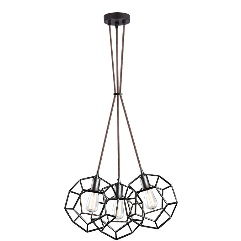 Geometry Series 3 Light 4 inch Rusty Black Pendant Ceiling Light