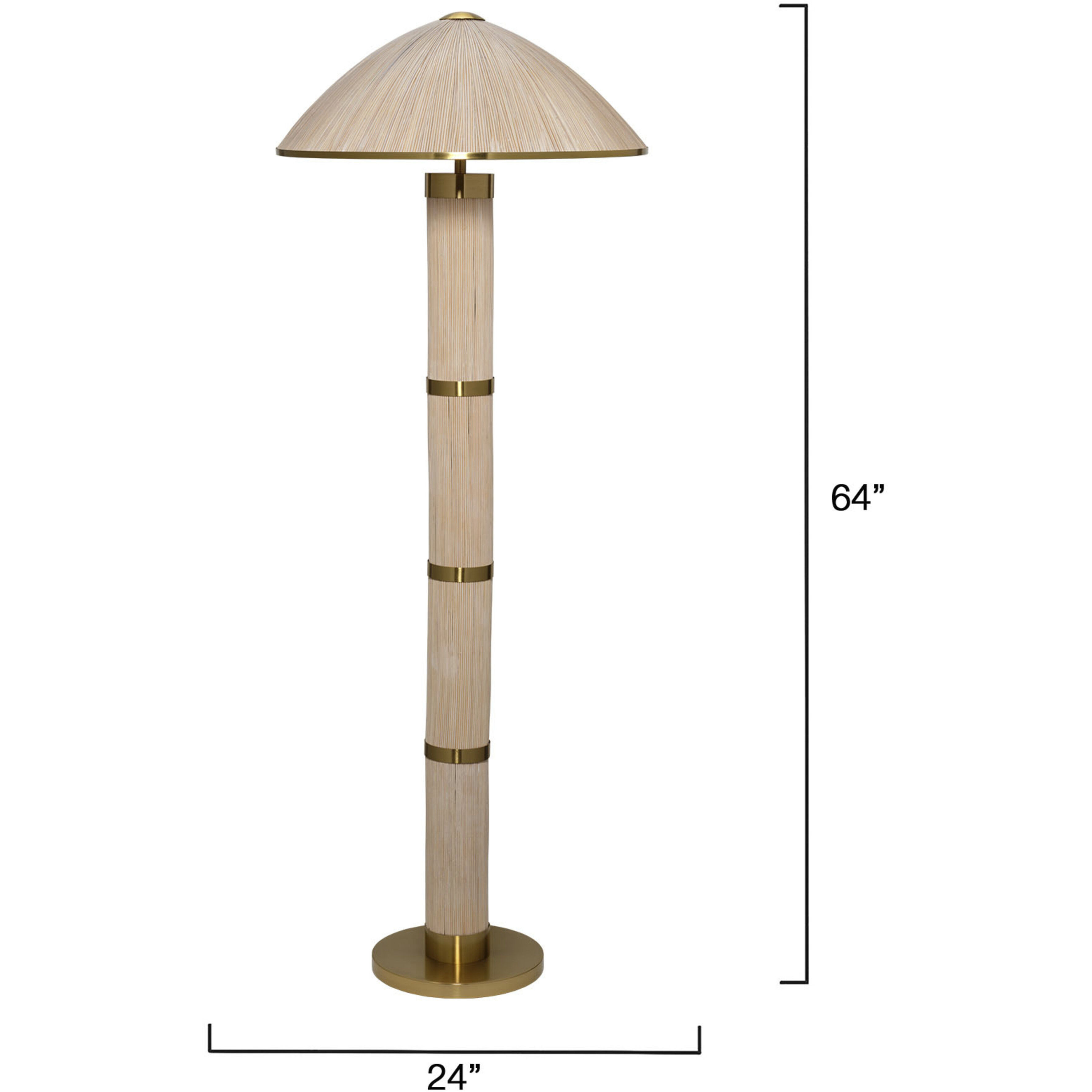 Seychelles 64 inch 60.00 watt White Washed Rattan and Polished Brass Floor Lamp Portable Light, Inline