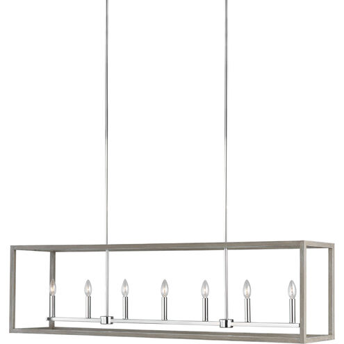 Moffet Street 7 Light 54 inch Washed Pine Island Pendant Ceiling Light