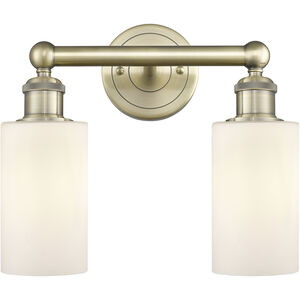 Clymer 2 Light 12.88 inch Antique Brass and Matte White Bath Vanity Light Wall Light