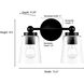 Lauryn 2 Light 13.5 inch Matte Black Vanity Light Wall Light