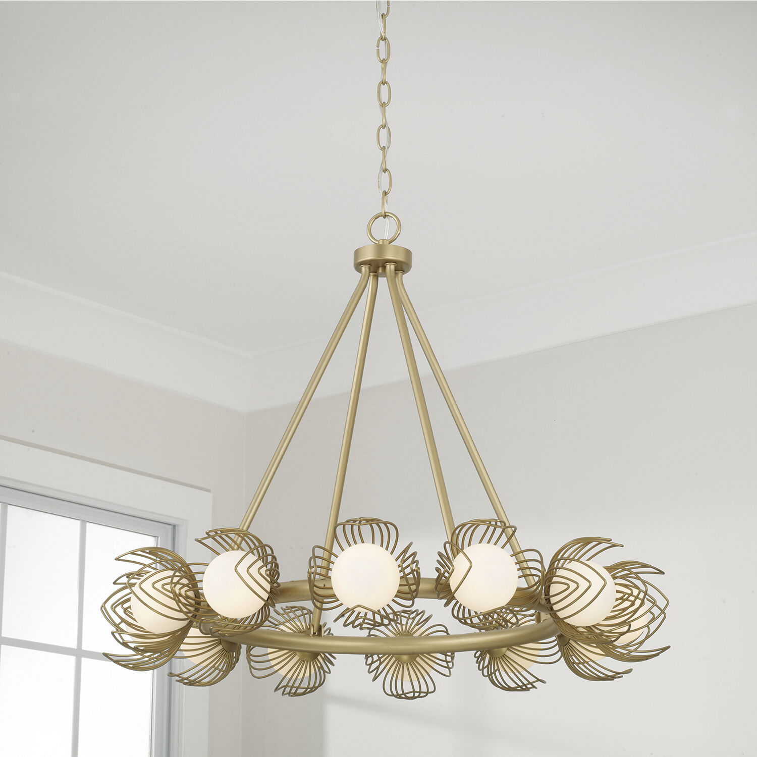 Flora 12 Light 29 inch Buffed Gold Chandelier Ceiling Light