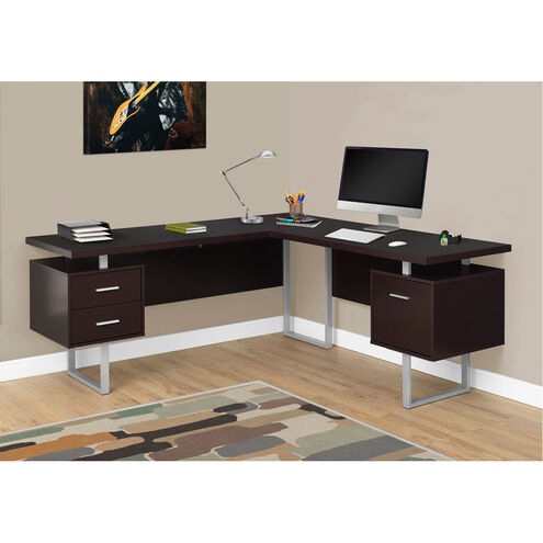 Ramapo 71 X 71 inch Cappuccino and Silver Computer Desk