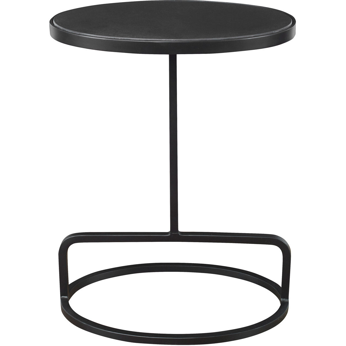 Jessenia 23 X 18 inch Black Marble and Satin Black Accent Table