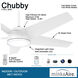 Chubby 58 inch Flat White Indoor/Outdoor Ceiling Fan, Wifi