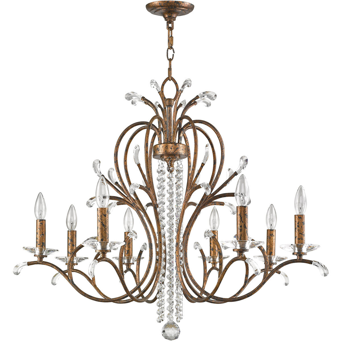 Serafina 8 Light 33 inch Hand Applied Venetian Golden Bronze Chandelier Ceiling Light
