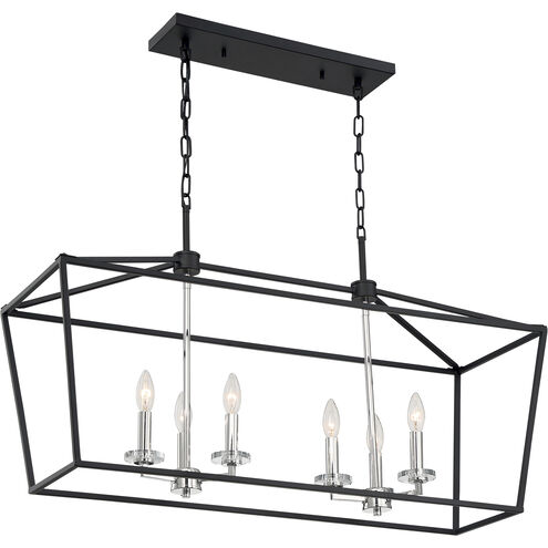 Storyteller 6 Light 12 inch Matte Black and Polished Nickel Accents Pendant Ceiling Light