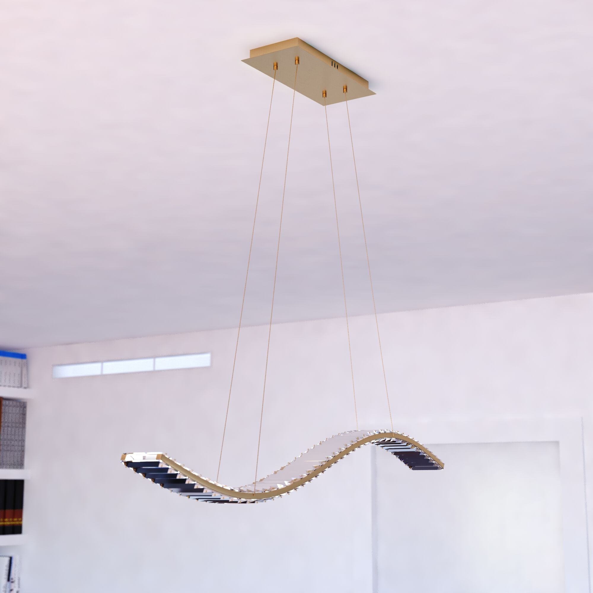 Edgewater LED 37.5 inch Gilded Brass Linear Chandelier Ceiling Light