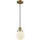 Franklin Restoration Beacon 1 Light 6 inch Brushed Brass Mini Pendant Ceiling Light in Incandescent, Matte White, Franklin Restoration