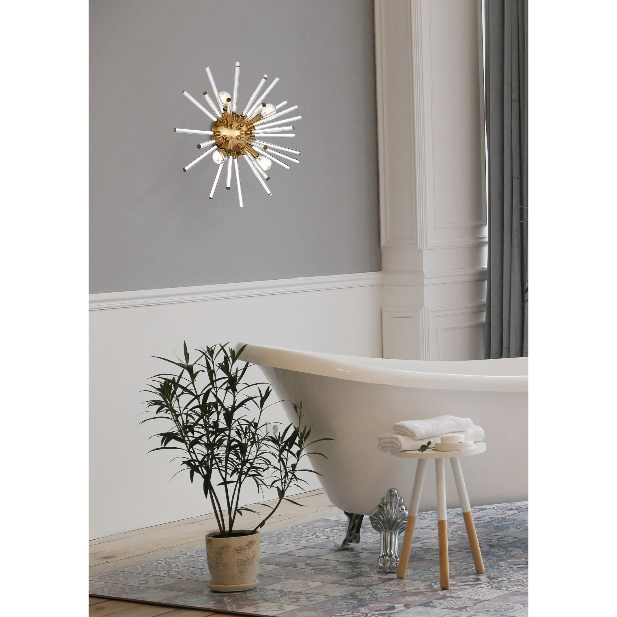 Sienna 4 Light 18 inch Gold Wall Sconce Wall Light, can be Flush Mounted