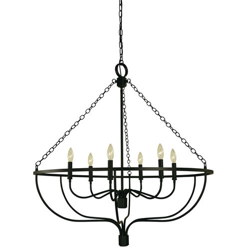 West Town 6 Light 36 inch Matte Black Dining Chandelier Ceiling Light