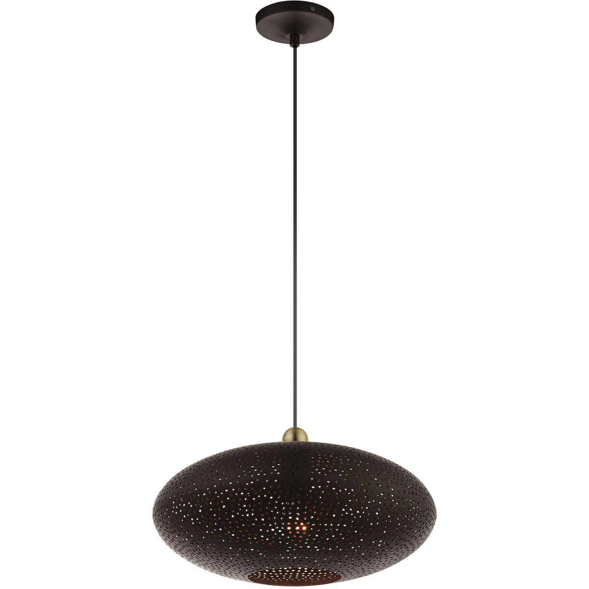 Dublin 1 Light 16 inch Bronze with Antique Brass Accents Pendant Ceiling Light