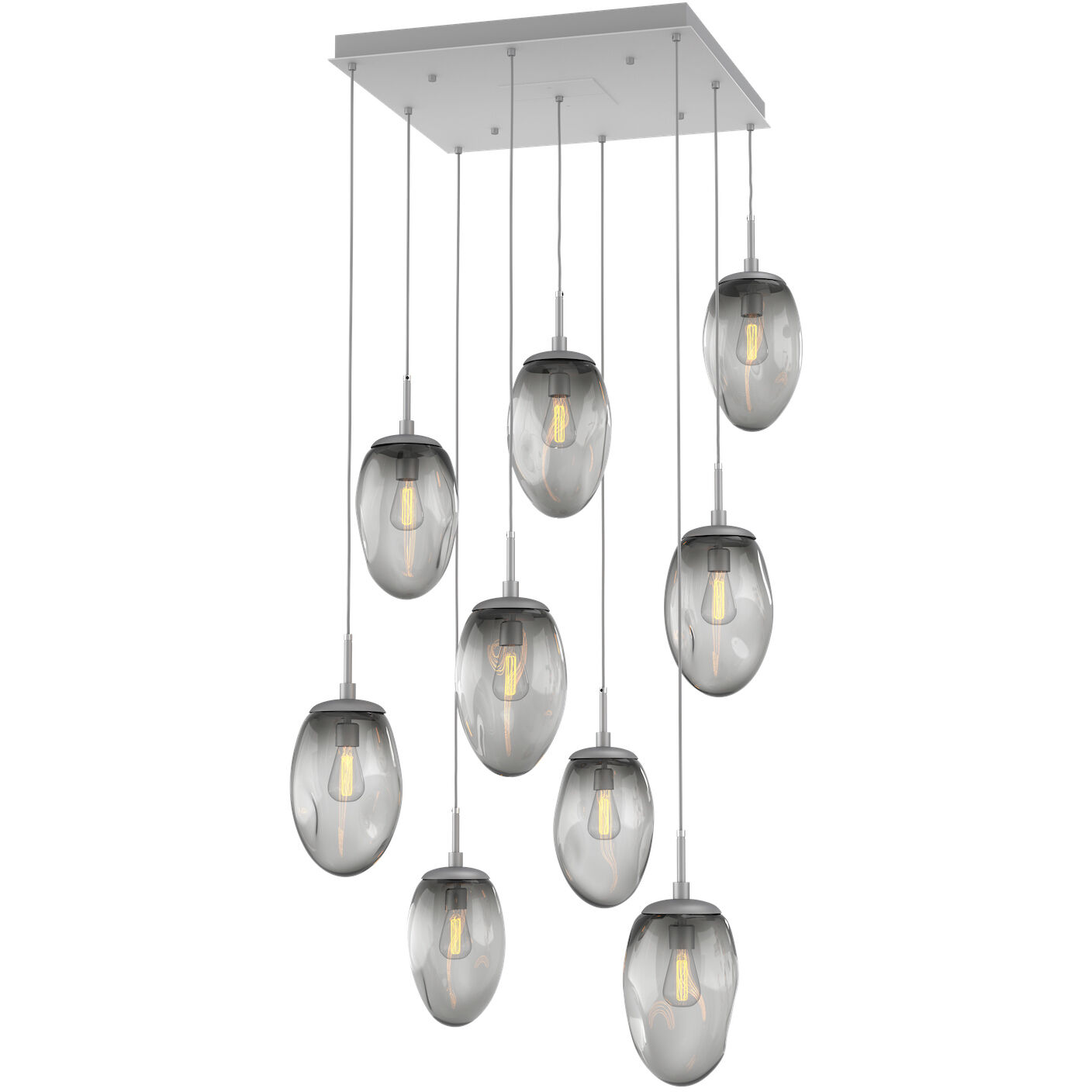 Meteo Incandescent 9 Light Classic Silver Chandelier Ceiling Light, Square Multi-Pendant